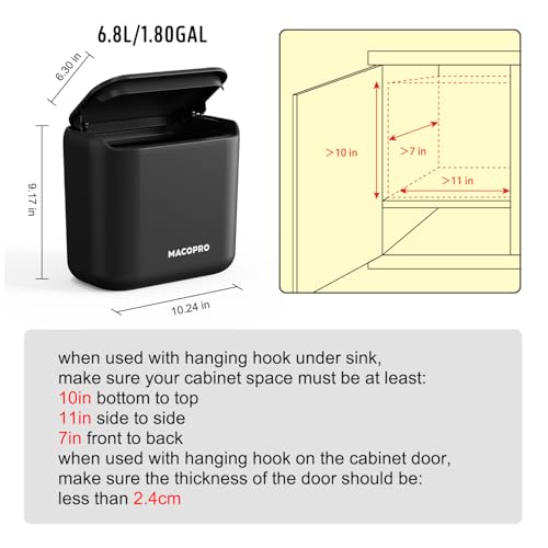 Caneca de basura colgante MACOPRO 8L con tapa para cocina miniatura 5