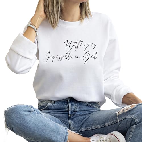 Nothing is impossible in God Christian Bible Sweatshirt Christian Long Sleeve Shirts Jesus Faith Cross Graphic Casual Loose Pullover Tops4