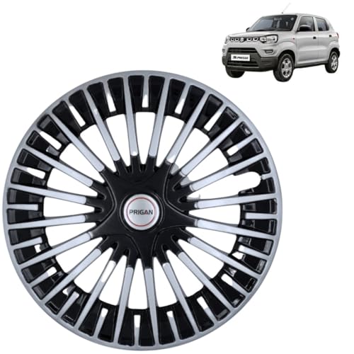 Image of PRIGAN Wheel Cover for SPRESSO 14 Inch Black Silver Wheel Cap (Available in 14 & 15 Inch) (Set of 4 Pcs) (Press Fitting) Model- Acura Reverse-14