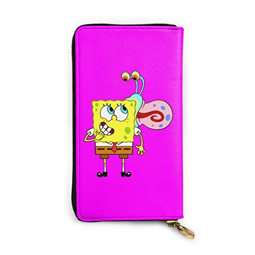 Preisvergleich Produktbild Spongebob Geldbörse aus echtem Leder, mit Reißverschluss, lange Clutch, Münzfach, Kartenpaket für Damen und Herren