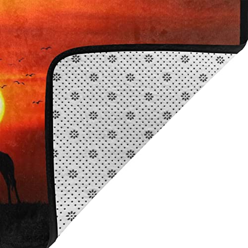 Modern Area Rug For Living Room Natural Sunset Giraffe Printed Non-Slip Absorbent Carpet For Bedroom Kitchen Home Outdoor 72"X48" #TOP2