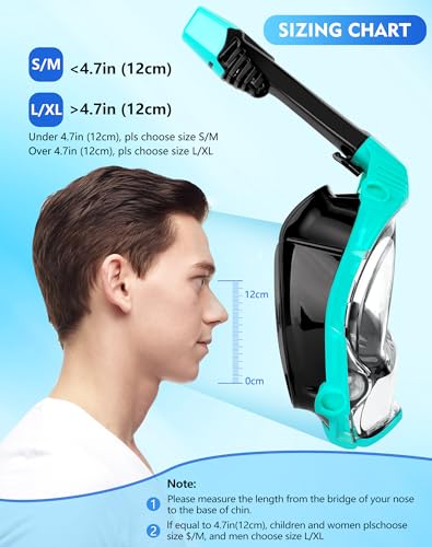 VGKE Máscara de snorkel facial completa para adultos, equipo de snorkel con funda impermeable para teléfono, unisex para hombres y mujeres, vista panorámica HD de 180 grados, a prueba de fugas y anti-vaho, respiración libre miniatura 2