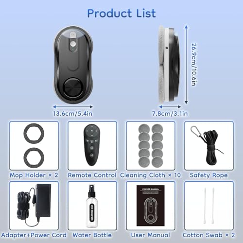 Image of KKI Window Cleaning Robot, Automatic Window Cleaner Robot, Dual Ultrasonic Spray, Max 3200Pa, 3Cleaning Modes & Edge Detection, Remote Control for High-Rise Windows Outside /Inside, Glass Door, X3