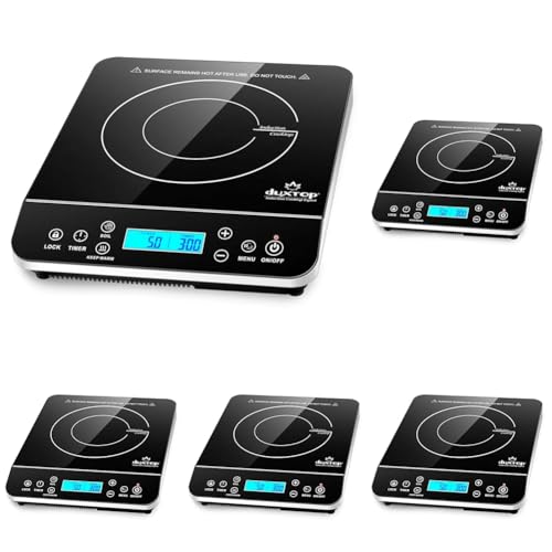 Image of Duxtop Portable Induction Cooktop Burner,Induction Hot Plate with LCD Sensor Touch 1800 Watts,Silver 9600LS /BT-200DZ,(Pack of 5)