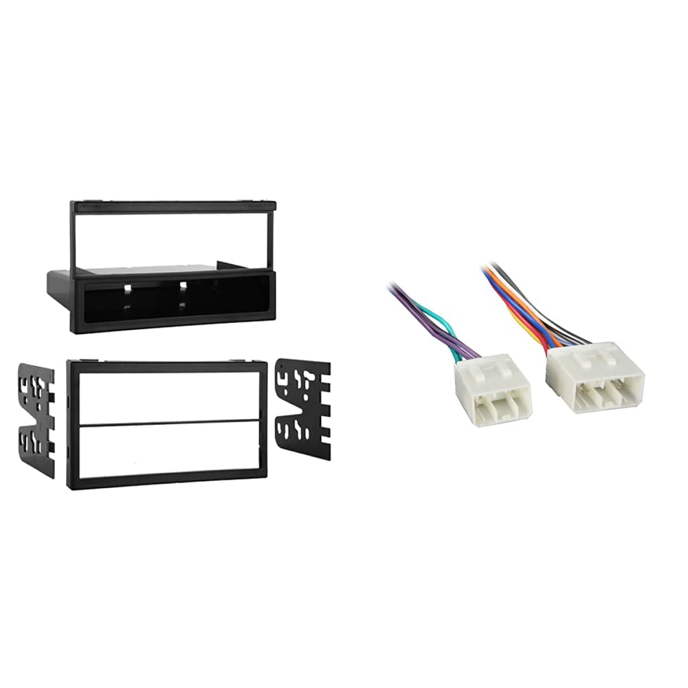 Metra 99-7505 Single or Double DIN Installation Multi-Kit for Select 1994-2006 Mazda Vehicles -Black & Metra 70-7901 Radio Wiring Harness for Mazda 90-01Power/4 Speaker