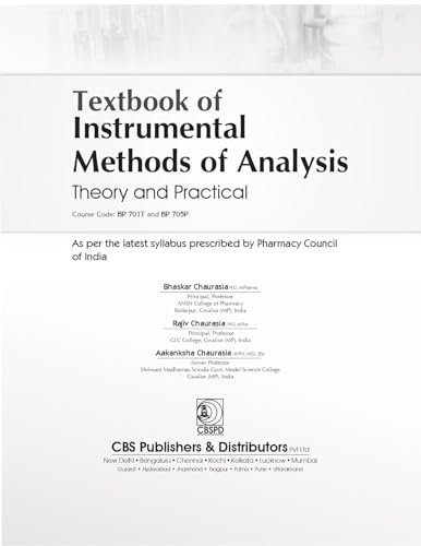 Image of Textbook of Instrumental Methods of Analysis Theory and Practical | Course Codes: BP 701T and BP 705P - 2026
