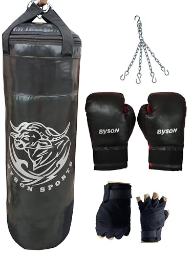 Image of Byson The Champ Boxing Kit Set for Men and Adult (36inch Punching Bag,12OZ Boxing Gloves,Chain and Hand Wrap) Heavy Bag