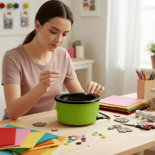 Image of Electric Glue Pot for Crafts with 1lb Pellets, 225-400F Adjustable Temperature, 160ml Hot Pot, 5-1 /4 inch Diameter, 1 inch Depth-Fits Sticks and Glue Pellets - Great for Crafts, DIY Projects Pellets