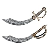 2 Pcs Pirate Sword，19 Inch Plastic Toy Sword,Pirate Costume Accessories for Halloween Cosplay Grey