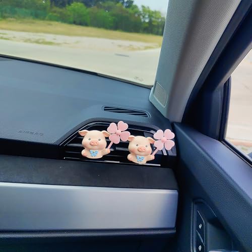 Image of Cute Car Air Freshener Vent Clips, 3D Animal with Mini Fan Diffuser Vent Clip, Air Conditioning Decoration Car Accessories for Women and Men