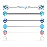JFORYOU 14G Industrial Ball Piercing Jewelry Surgical Steel with 6 Style Ball CZ Cartilage Helix...