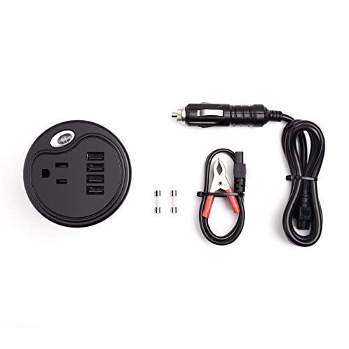 Energizer 150 Watts Power Inverter, 4 USB Ports 48 Watts Total and 2.4 Amps ea, Modified Sine Wave, 12 Volts DC to 110V AC - Ideal for Laptops, Tablets, Cellphones and More Portable Electronics