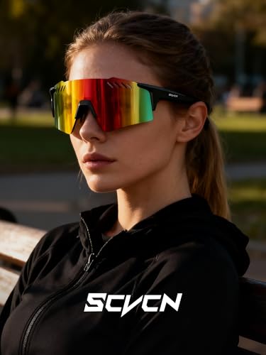 SCVCN Cycling Sunglasses for Men Women, UV400 Sports Sunglasses with HD TAC Lens, 28g Lightweight TR90 Frame, Adjustable Nose Pad & Airflow Vents for Running 01 — view 4
