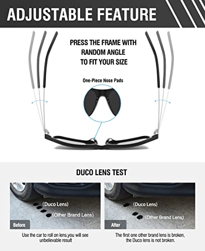 DUCO Retro Square Polarized Sunglasses for Men Women Sun Glasses Acetate Frame 100% UV Protection 21434