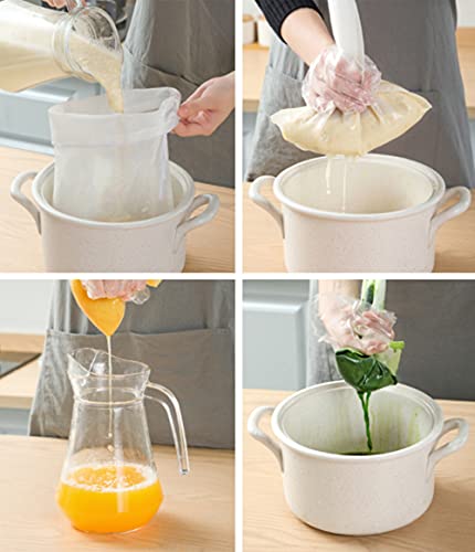 Image of 6 Pack - 200 Mesh Fine Mesh Strainer & Nut Milk Bags, Reusable Food Strainer - Food Grade BPA-Free - Ultra Strong Fine Nylon Mesh - Nutmilk, Juices, Cold Brew, Tea Coffee, Juice Soy Milk Juice