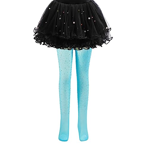 Toddler Girls Rhinestone Fishnet Tights Little Girl Glitter Stockings Thin Mesh Hollow Out Sparkly Pantyhose