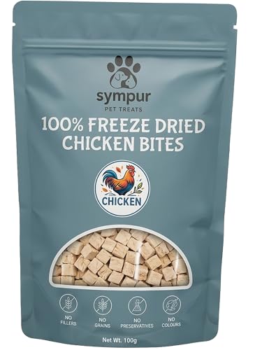 100g Freeze-Dried Chicken Dog & Cat Treats | Pure Natural Breast Cubes | Grain-Free Hypoallergenic High-Protein Nibbles | Allergen-Free Snacks & Toppers for Indoor/Outdoor Dog