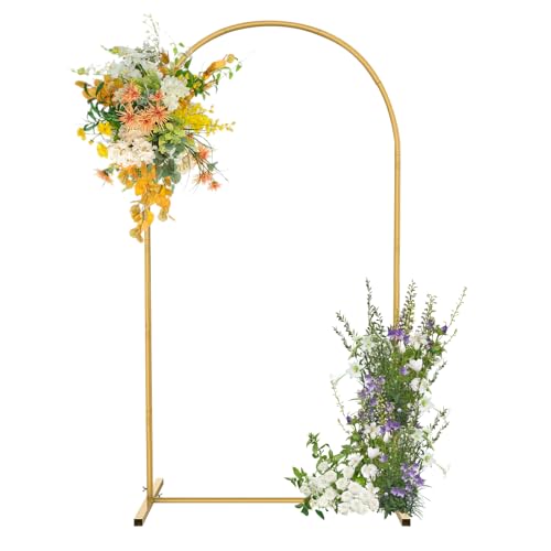 7.2FT Gold Metal Wedding Arch Stand Sturdy Backdrop Frame for Balloons Flowers Fabric | Perfect for Wedding Ceremony Birthday Party Baby Shower Photo Booth Garden & Outdoor Decor