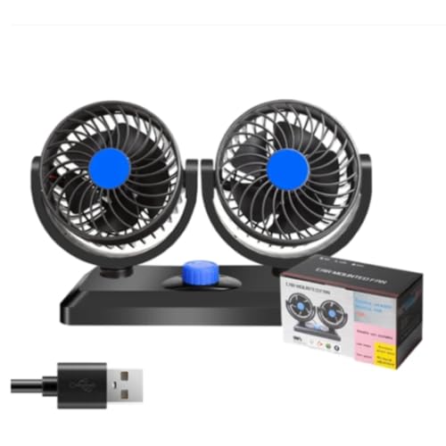 Heavy Duty Double Head Fan 360° Rotation Ventilation Device Varia...