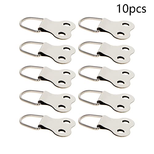 Image of 29mm x 24mm Double Holes D Ring Picture Hangers Hardware, for Home Decoration Hanging Clock Paintings Artwork Creative Picture Frame Photo Hanging Solutions Silver Tone 10pcs
