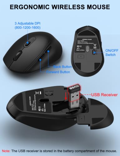 Image of Ergonomic Wireless Keyboard and Mouse, Silent Wave Keys with Soft Palm Rest