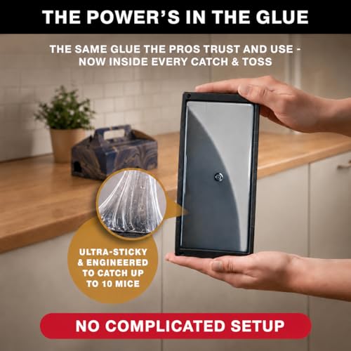 Image of Catchmaster Catch & Toss: No-Touch, No-See Disposable Mouse Glue Traps Indoor, No Bait Needed (2 Pack), Catches up to 10 Mice - Pesticide-Free, 6 Months of Child & Pet Protection Sticky Mouse Traps