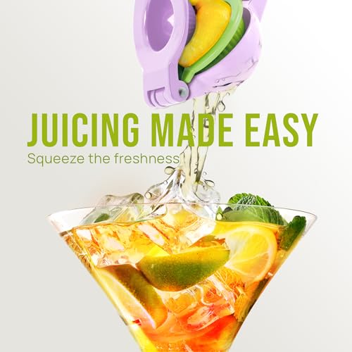 Image of Zulay Kitchen Metal 2-in-1 Lemon Squeezer - Sturdy Max Extraction Hand Juicer Lemon Squeezer Gets Every Last Drop - Easy to Clean Manual Citrus Juicer - Easy-Use Lemon Juicer Squeezer - Purple /Lime