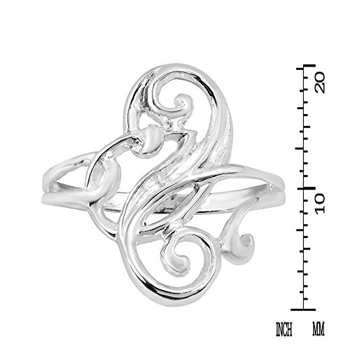 AeraVida Glamorous Swirl Sterling Silver Ring - Adjustable Swirl Trigger Finger Ring4