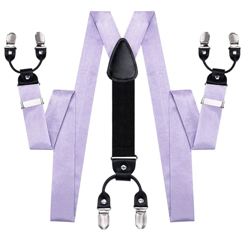 Image of Dubulle Suspender and Bow Tie for Men Paisley Solid Mens Suit Braces Pretied Bowtie and Handkerchief Cufflinks Formal Wedding