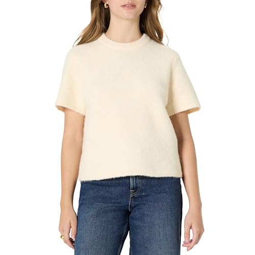Image of Amazon Essentials Women's Relaxed-Fit Faux Mohair Short Sleeve Sweater Top