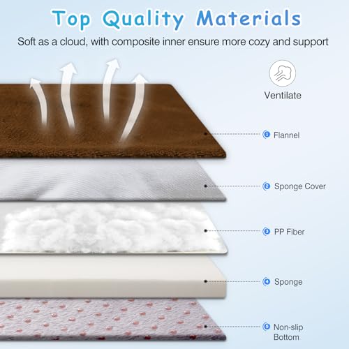Image of Magic Dog Super Soft Extra Large Dog Bed, 47 Inches Orthopedic Foam Dog Beds for XL Dogs, Jumbo Pet Bed with Anti Slip Bottom, Dog Sleeping Mattress with Removable and Washable Cover, Dark Brown