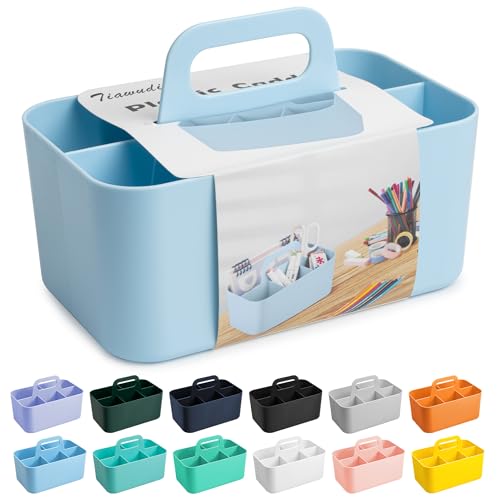 Image of Tiawudi Multipurpose Caddy Organizer, Plastic Caddy with Handle, Stackable Desk Organizer for Stationery, Marker and Pencil, Office Supplies Organizer, Dorm Caddy