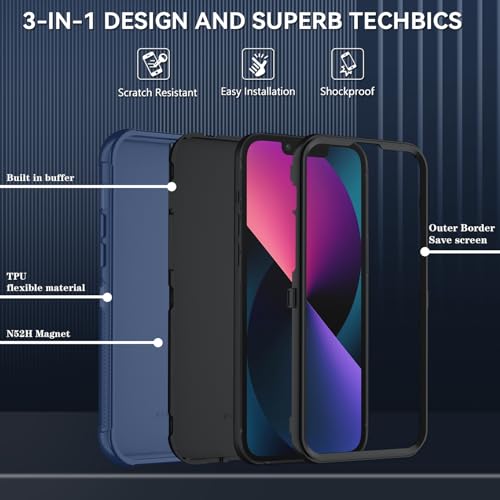 Image of SunStory Compatible with iPhone 12 Mini / 13 Mini Case with HD Screen Protector, 3-Layer Heavy Duty Full-Body Cover,3 in 1 Hybrid Protective Case for iPhone 12 Mini / 13 Mini 5.4 inch,Blue