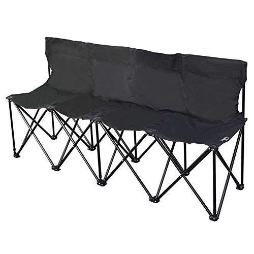Strong Camel Folding Portable Team Sports Sideline Bench 4 Seater Outdoor Waterproof Carry Bag (Black)