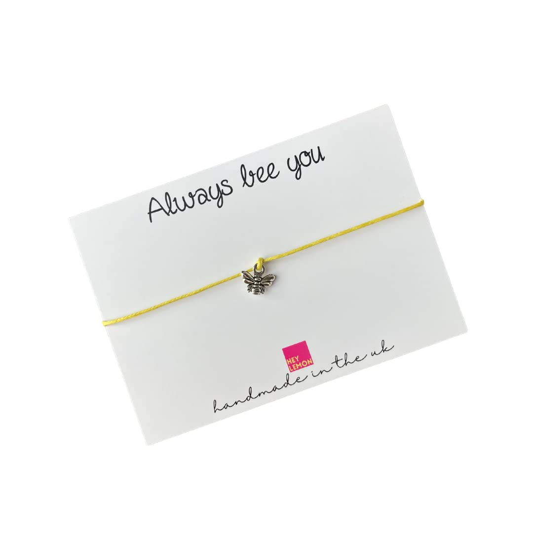 Bee adjustable wish bracelet, Bumble bee Jewellery gift, Yellow