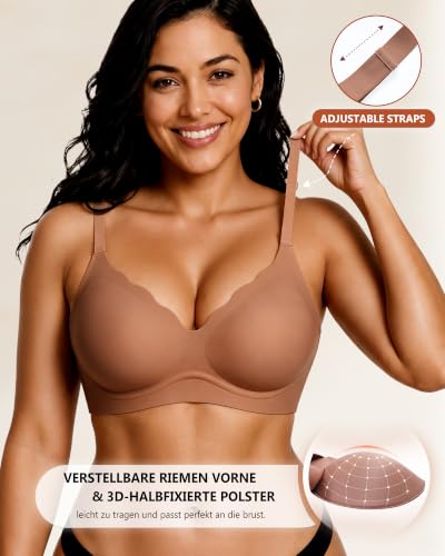 LEVAO Women's Seamless Wireless Jelly Push-Up T-Shirt Bra w/ Adjustable Straps (S-3XL, Various Colors) - image 4