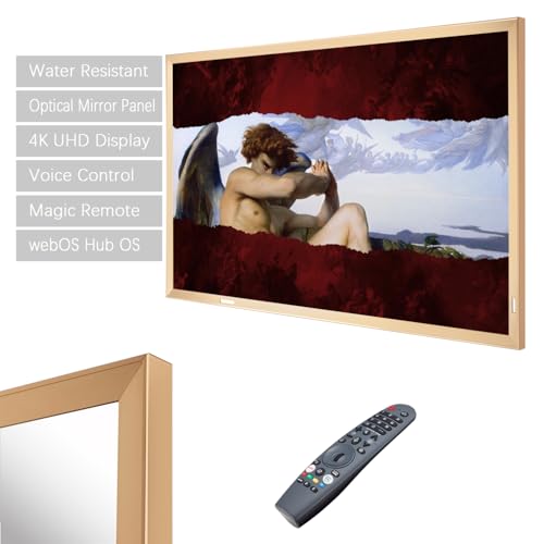 Image of 43-Inch Smart Mirror TV - Gold Aluminum Art Frame - 4K UHD Waterproof Display, Elegant Two-in-One TV and Mirror for Bathroom, Home or Commercial Use