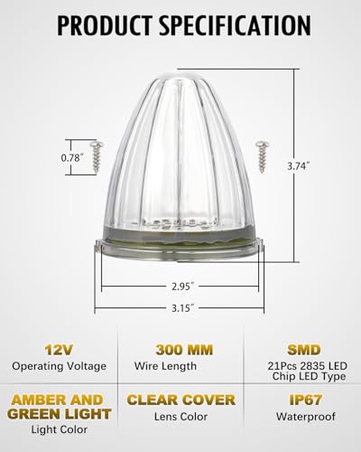 Luces de cabina LED bicolor cromadas para techo de camión Freightliner 7