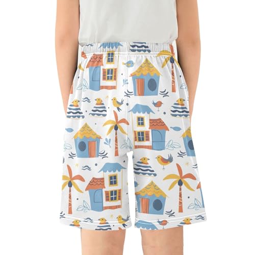Cartoon Beach House Short Pajama Pants Bottoms Soft Sleepwear with Pockets2