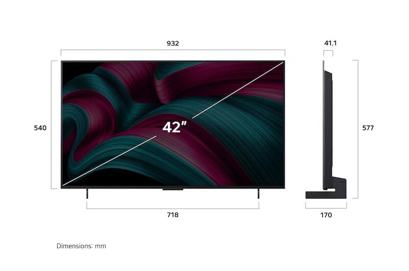 LG OLED42C57 OLED evo Smart TV, 42 Zoll / 106 cm Flachbildschirm, 4K UHD Auflösung, KI-Technologie, 2025 Modell