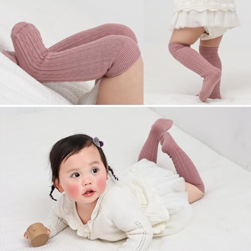 MINI PANDA 5 Pairs knee Socks for Toddler Girls, Baby Girls High Cute Long Socks2