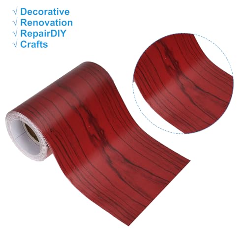 Image of PATIKIL Wood Grain Repair Tape 4.7in x33ft, Self Adhesive Realistic Textured Repair Tape Patch for Floor Door Table Cabinets Desk, Red Wood