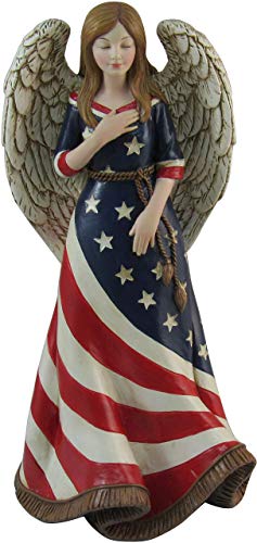 DWK American Faith Patriotic Angel Statue | Home Decor Statues and Figurines | Religious Statue | Religious Decorations for Home | Home Office Decor -9.5-inch
