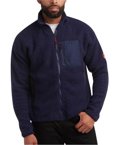 CANADA WEATHER GEAR Men's Fleece Jacket - Sherpa Lined Zip Up Jacket with Nylon Panels - Warm Outdoor Jackets for Men (M-XXL)