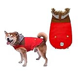 Hundemantel für Kleine Hunde, Wasserdichter Warmer Hund Wintermantel, Hundejacke, Hunderegenmantel Wasserdicht Grosse Hunde, Regenmantel Hund für Große Mittelgroße Kleine Hunde (L, Rot)