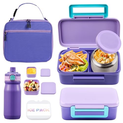 Bento Lunch Box for Kids With 8oz Thermo, Leakproof Bento Box wit...