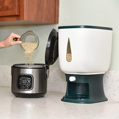 Variety Savings Coutnertop Rice Dispenser – Air Tight Rice Dispenser – Included Measuring Rice Cup & Cleaning Brush – Multipurpose Kitchen Rice Dispenser For Grains Cereal Snacks Nuts & More – 20 Lbs #TOP3