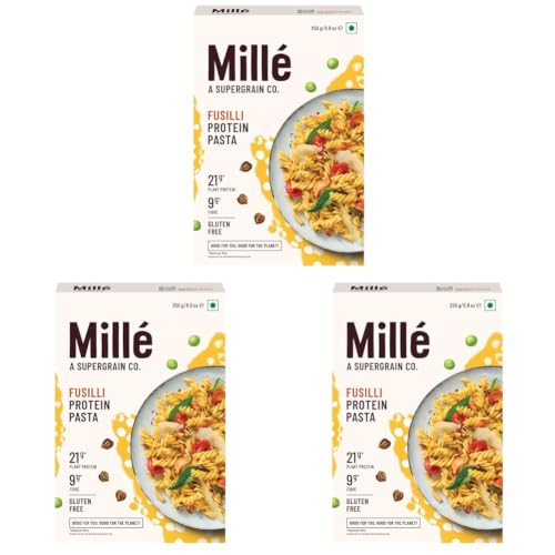 Image of Mille High Protein Fusilli Pasta | Gluten Free| 1.8X Plant Protein | No Maida | 250Gms (Pack of 3)