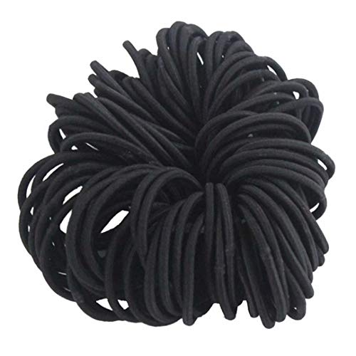 NALATI 100 Pack Black Simple Elastics Hair Ties