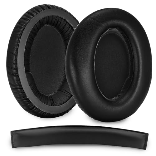 HD380 Ear Pads Headband Replacement Ear Cushions Compatible with Sennheiser HD380 Pro HD380 G4ME One PXC450 PC350 Headphones, Protein Leather Earmuffs Noise Isolation Memory Foam Earpads Cover - Black